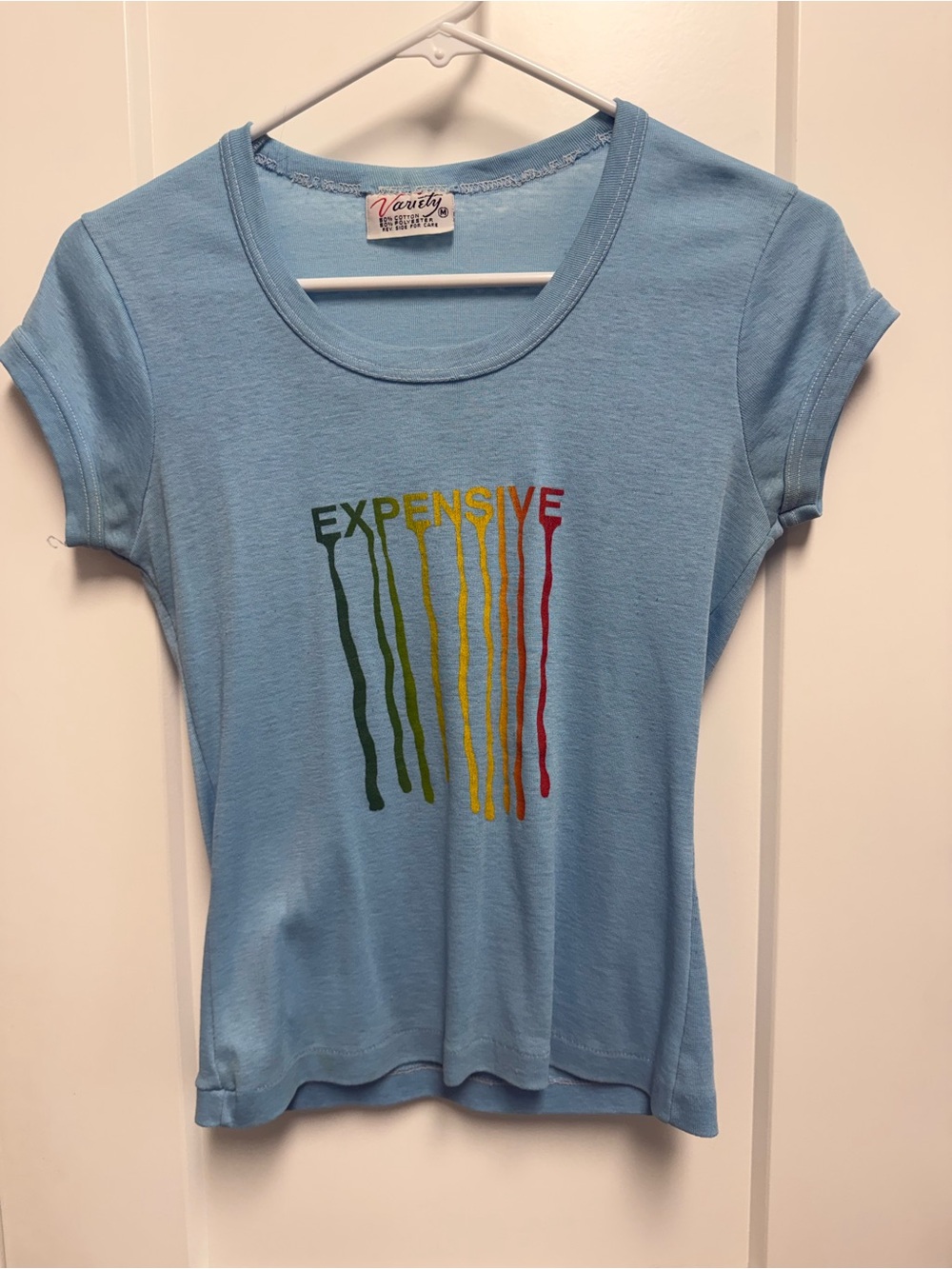 Vintage Light Blue 'Expensive' Graphic Tee